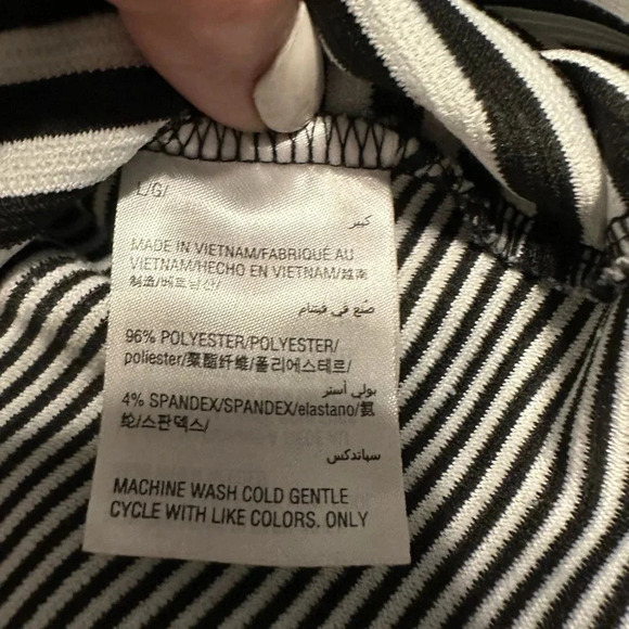 Alfani Striped Blouse Size Large Black White Bell Sleeves - Picture 3 of 8